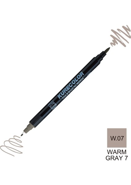 Kurecolor Mangaka Fine&brush Çift Taraflı Kalem CNKC-2200 No W.07 Warm Gray 07