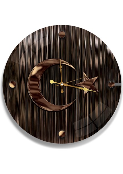 Ay Yıldız Cam Saat - 60 cm