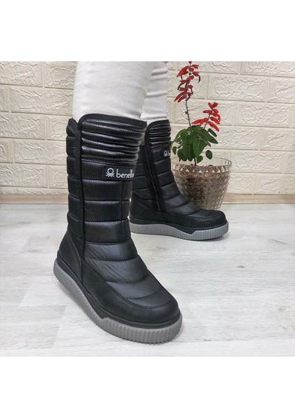50027 Siyah İçi Kürklü Fermuarlı Kaymaz Kadın Kar Botu fırsatları