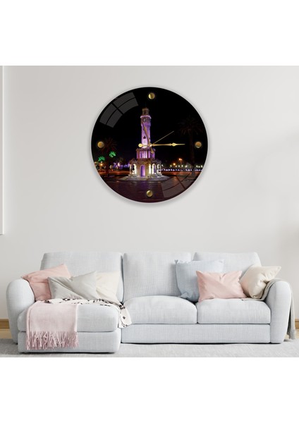 Izmir Saat Kulesi Cam Saat - 60 cm