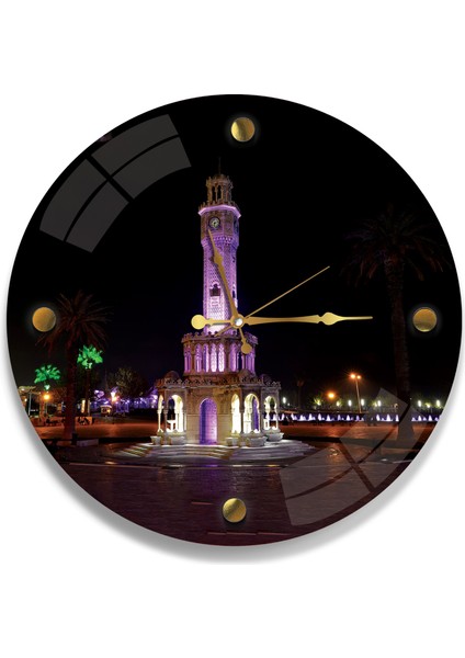Izmir Saat Kulesi Cam Saat - 60 cm