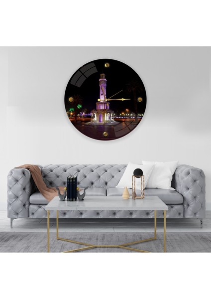 Izmir Saat Kulesi Cam Saat - 60 cm