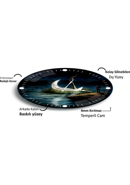 Ay Işığı Cam Saat - 60 cm fırsatları