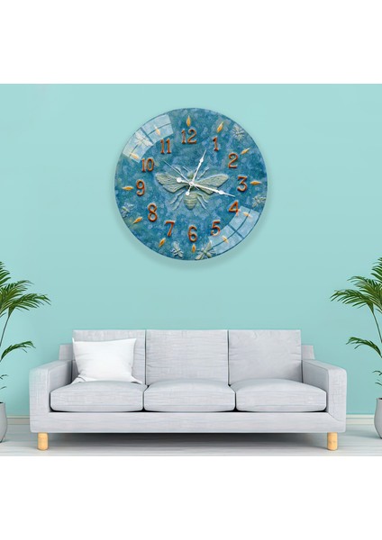 Mavi Seramik Cam Saat - 60 cm modelleri