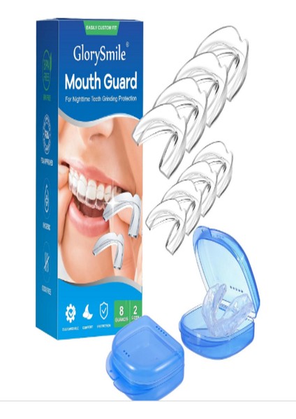 Diş Gıcırdatma Diş Sıkma Çene Sıkma Önleyici Bruksizm Aparatı Silikon Gece Plağı Termofor Dişlik 8'li