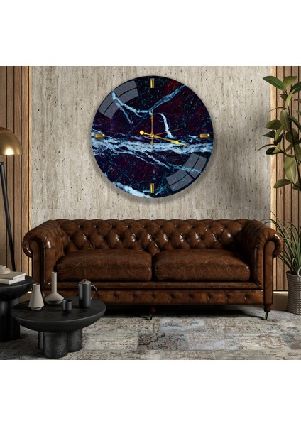 Mermer Cam Saat - 60 cm