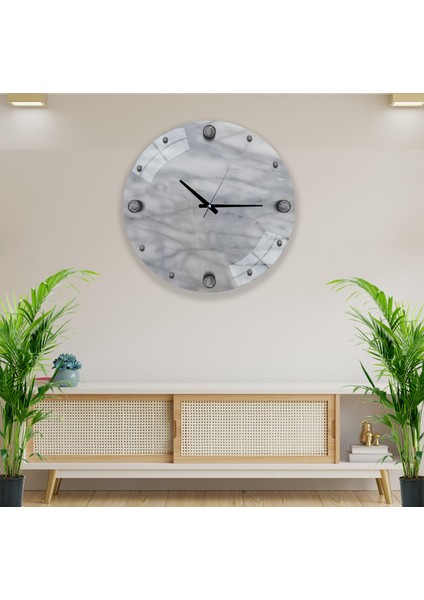 Gümüş Mermer Cam Saat - 60 cm modelleri
