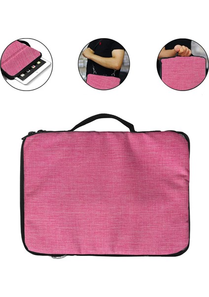 9 10 11 Inch Tabletler Için Omuz Askılı ve El Tutacaklı Universal Sleeve Taşıma Çantası - Pembe AL3068