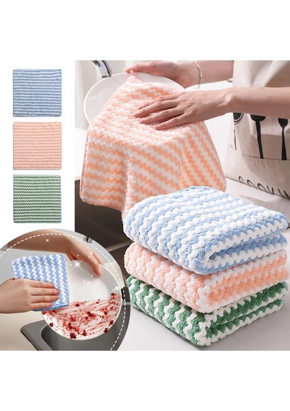 Mikrofiber Temizlik Bezi Mercan Kadife Bulaşık Havluları Mutfak Yeniden Temizlik Bezleri 3lü 25X25CM fiyatları