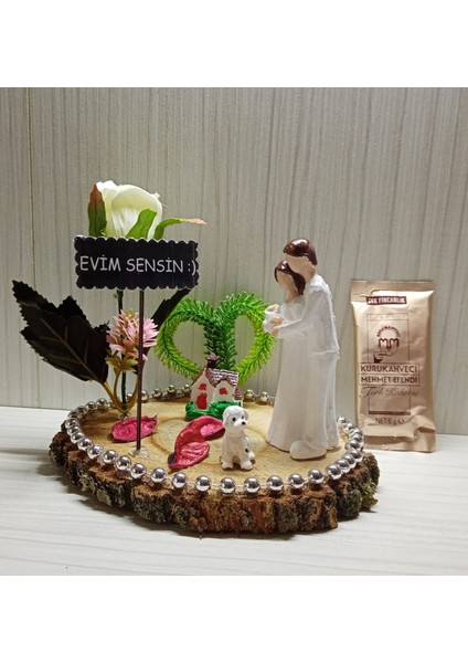 Evlilik Yıl Dönümü Hediyesi Sevgiliye Hediye Sarılan Çift Temalı Kütük Teraryum