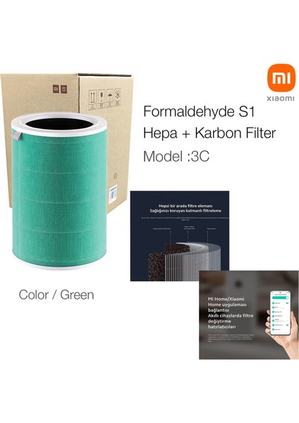 3c Mi Air Purifier 3c Filtre Yeşil Formaldehit S1