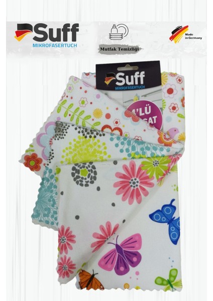 Mikrofiber Mutfak Temizlik Bezi 4 Adet 32X32 cm Karma Desenler Suff Alman Kalitesi indirimleri