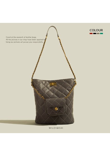 Niş Ekleme Zinciri Büyük Kapasiteli Çanta Sonbahar ve Kış Kadınlar Için Retro Crossbody Kova Çantası (Yurt Dışından)