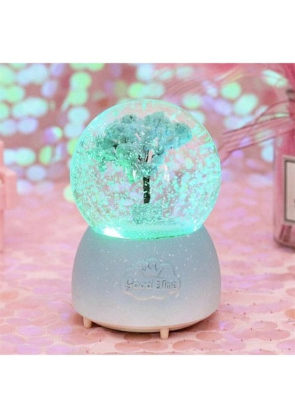 Hayat Ağacı Tasarımlı Otomatik Kar Üflemeli Büyük Boy Renk Değiştiren Müzikli Işıklı Kar Küresi Mavi