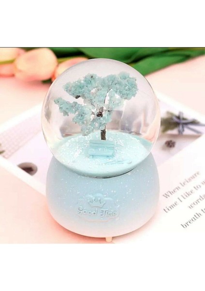Hayat Ağacı Tasarımlı Otomatik Kar Üflemeli Büyük Boy Renk Değiştiren Müzikli Işıklı Kar Küresi Mavi modelleri
