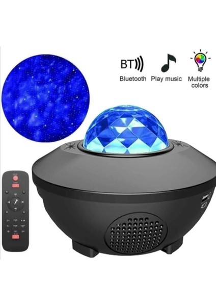 USB Mp3 Çalar Starry Projektör Bluetooth Hoparlör Sese Duyarlı Disko Topu Parti Gece Lambası