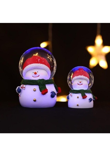 Yılbaşı Işıklı Kardan Adam Kristal Top