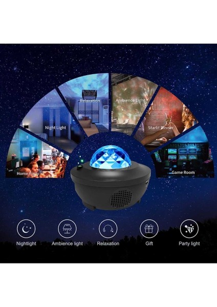 LED Projektör Yıldızlı Gökyüzü Galaxy Light Uzaktan Kumandalı/ Bluetooth Müzik Çalar/ Disko Topu