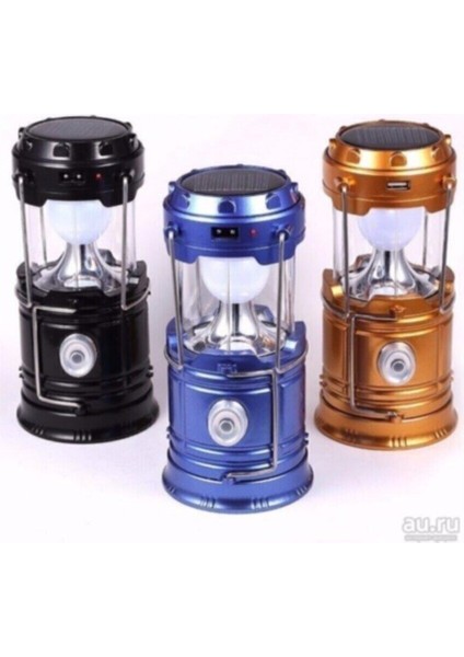 Light Şarjlı Kamp Lambası Güneş Enerjili Kızaklı Kamp Feneri LED Lamba Işıldak Mini Boy