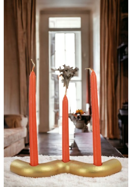 Şamdan Mumluk Dekoratif Mumluk Tealight Mumluk Model 14 Altın Renk