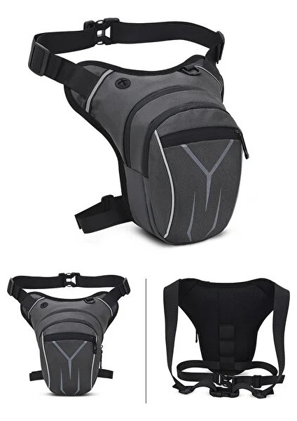 Erkekler Büyük Kapasiteli Su Geçirmez Bel Çantası - Gri (Yurt Dışından)