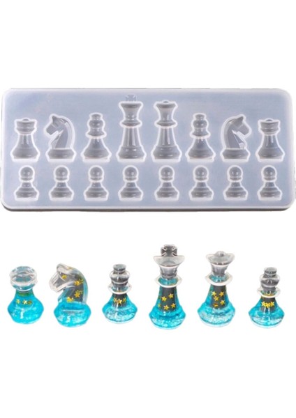 Epoksi Silikon Kalıp Satranç Takımı Kalıbı 7x8.2 cm