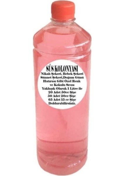 Gül Kokulu Sıvı Şişe Süsü Için Süsü Kolonyası - 1 Litre Pembe