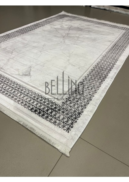 Bellino Halı Yıkanabilir Halı Kaymaz Taban Bambu Halı Pamuk Dokuma Kilim Şerit Çerçeve Desenli Salon Halısı Mutfak Halısı ve Yolluk