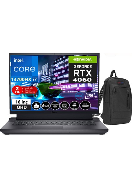 G16 7630 Intel Core I7 13700HX 96GB DDR5RAM 2tb SSD 8gb RTX4060 16 Inç 165Hz Qhd+ WINDOWS11PRO Taşınabilir Bilgisayar G7630240101027+WEBLEGELSINÇANTA