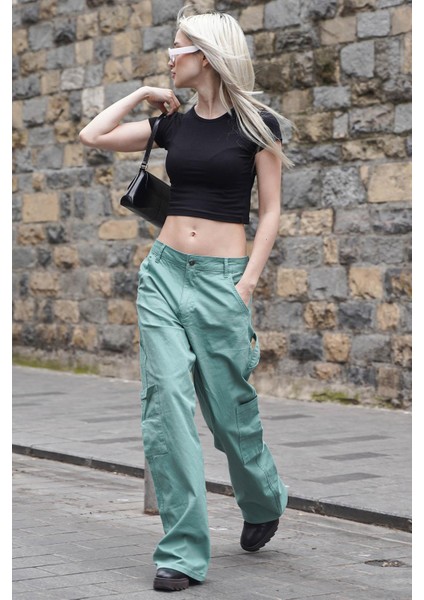 Mint Yeşili Straight Fit Kargo Pantolon MG1601