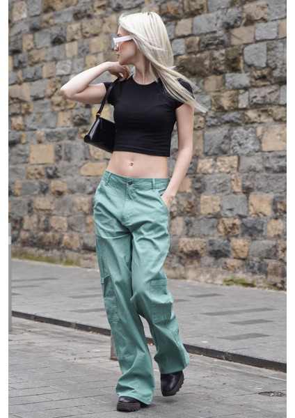 Mint Yeşili Straight Fit Kargo Pantolon MG1601 fırsatları
