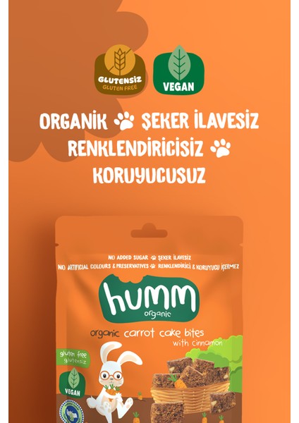 - Organik Glutensiz Vegan Havuçlu ve Tarçınlı Kek Atıştırmalık Paketi - 3 Adet