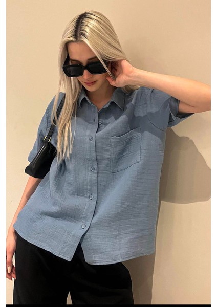 Mavi Muslin Kumaş Basic Kadın Gömlek MG1784 modelleri