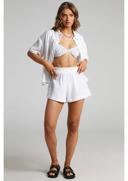 Beyaz Muslin Kumaş Basic Kadın Gömlek MG1784 fırsatları
