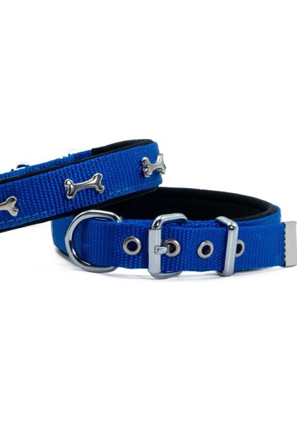 Doggie Konfor Dokuma Kemikli Boyun Tasması Royal Blue 2.0 x 35 40 cm DSBT 2062 M