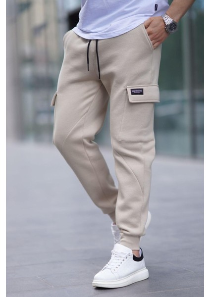 Bej Kargo Cep Erkek Eşofman Altı 6526