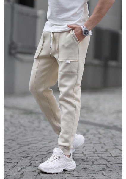 Bej Kargo Cep Basic Eşofman Altı 6527