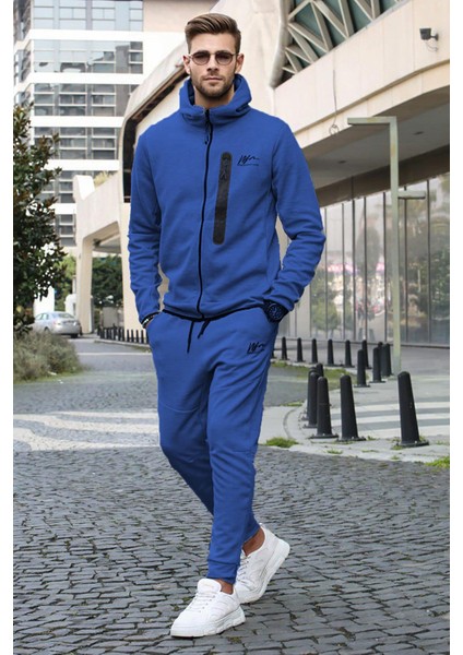 Indigo Baskılı Regular Fit Erkek Eşofman Takımı