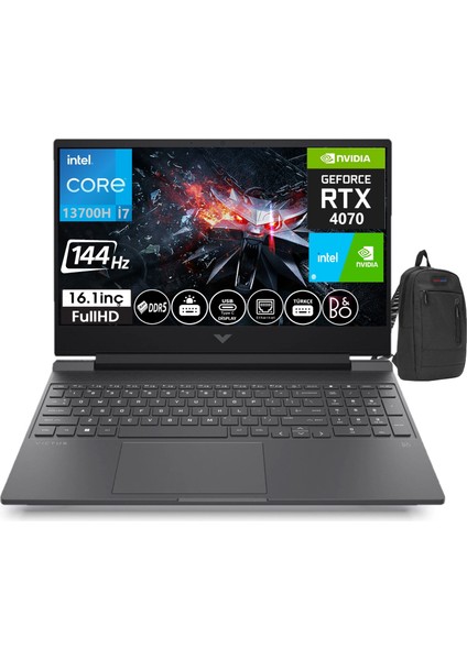 Victus 16-R0006NT Intel Core I7 13700H 96GB Ddr5 1tb SSD 8gb RTX4070 16.1 Inç 144Hz IPS Fhd WINDOWS11HOME Taşınabilir Bilgisayar VİCTUS7P632EAW17+WEBLEGELSINÇANTA