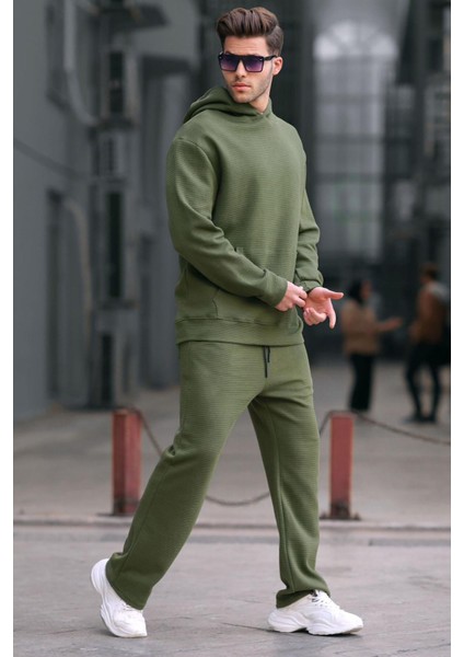 Haki Kapüşonlu Düz Paça Erkek Eşofman Takımı 5934 fiyatları