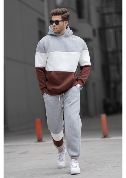 Gri Kapüşonlu Erkek Eşofman Takımı 5926