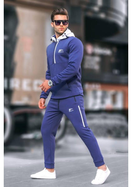 Lacivert Fermuarlı Kapüşonlu Erkek Eşofman Takımı 6843