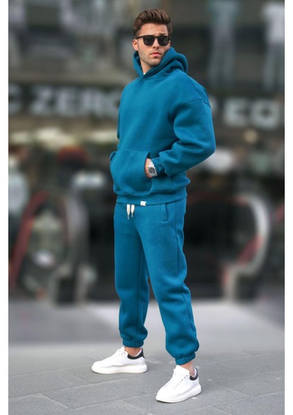 Petrol Mavisi Kapşonlu Basic Eşofman Takımı 5925