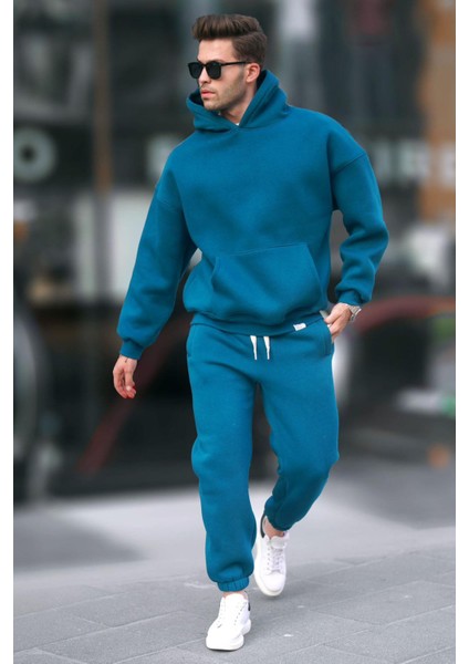 Petrol Mavisi Kapşonlu Basic Eşofman Takımı 5925 fiyatları