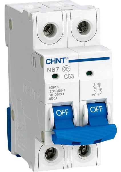 Nb7 Serisi / 2 Kutuplu 6ka / C Tipi 16A Otom
