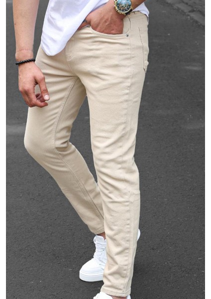 Erkek Bej Kanvas Slim Fit Pantolon modelleri