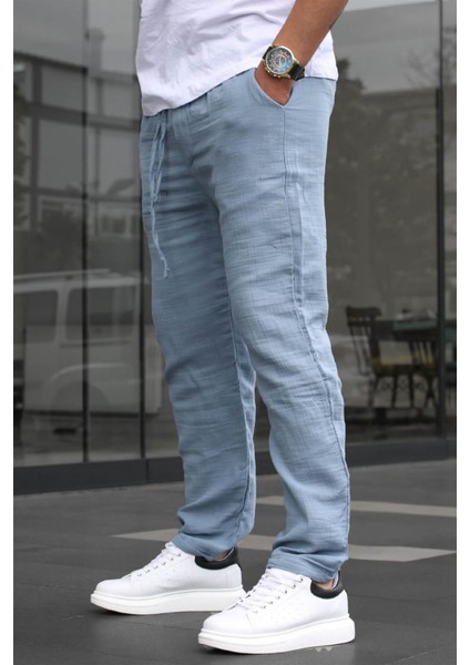 Indigo Müslin Kumaş Erkek Basic Pantolon 6507