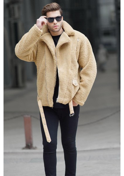 Camel Peluş Biker Erkek Ceket 6849 fiyatları