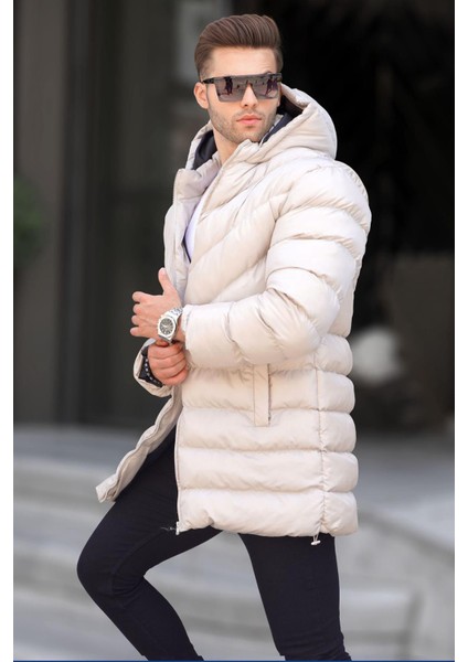 Bej Kapüşonlu Erkek Şişme Mont 6803 fiyatları