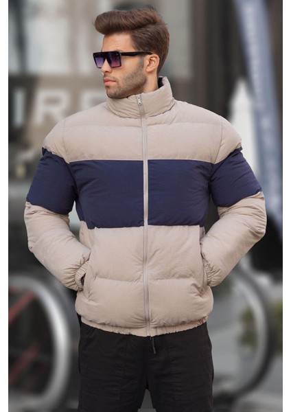 Taş Rengi Dik Yaka Şişme Mont 6806